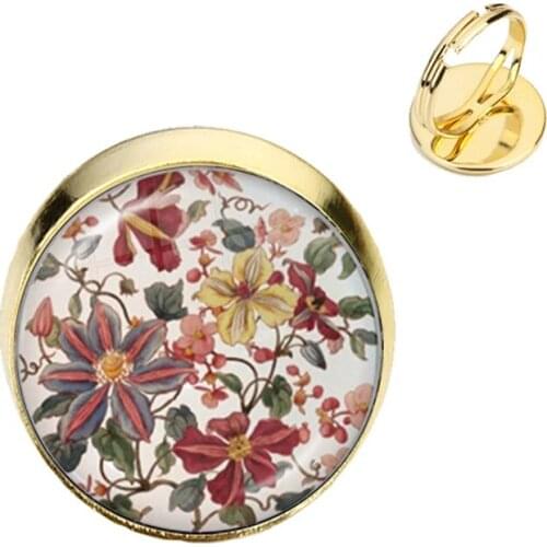 Charm Henna Yoga Amulet Ladies 16mm Glass Cabochon Rings Jewelry Mandala Symbol Bohemia Ladies Jewelry For Women Girls Gift