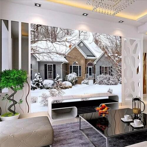 Eastern European Village Winter House HD Professional Production Wallpaper Mural Custom Home Wall