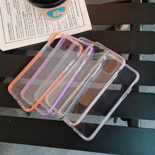 Transparent Simple Fresh Shockproof Soft TPU Phone Case For iPhone 12 Mini 11 Pro Xs MAX XR X 6 6s 7 8 Plus Colorful Frame Cover