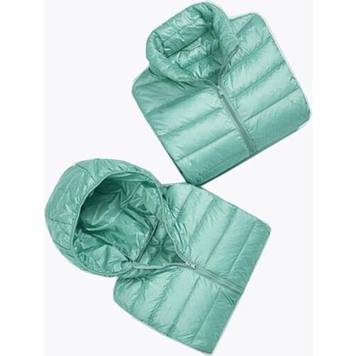 Winter Women Ultralight Thin Down Jacket 90% White Duck Down Hooded Jackets Long Sleeve Warm Coat Parka Female Portable Outwear