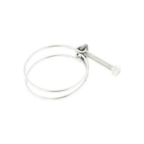 66mm-76mm Adjustable Silver Tone Metal Double Wire Hose Clamp Clip