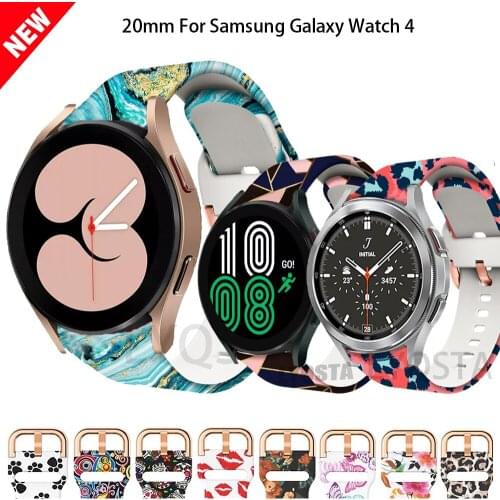 Silicone Print Strap For Samsung Galaxy Watch 4 Classic 42 46mm Bracelet 20mm Wrist Band Galaxy Watch4 Active 40 44mm Smartwatch