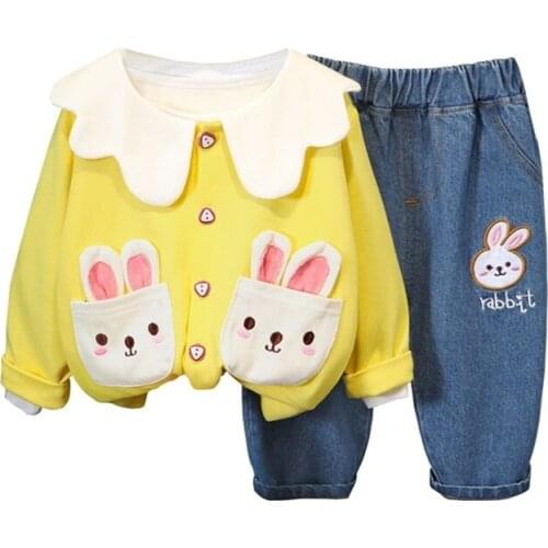 Spring Autumn Fashion Baby Girl Clothes Suit Children Cartoon Sport Jacket Pants 2Pcs/Set Toddler Casual Costume Kids Tracksuits