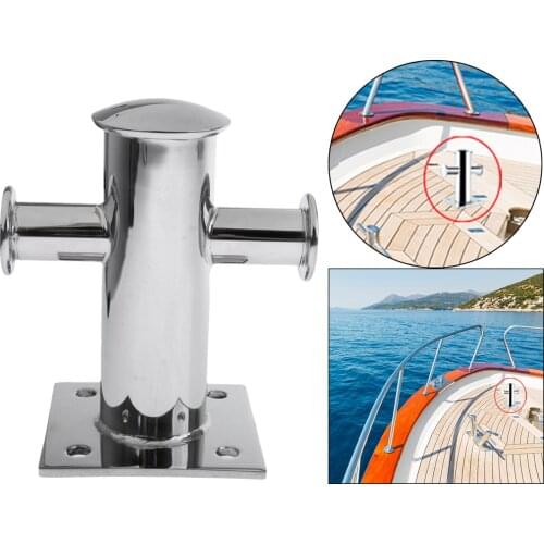 Heavy Duty 304 Stainless Steel Single Mooring Bitt Cross Bollard Cleat with Base Plate for Boat Marine Replacement Replace 1pc