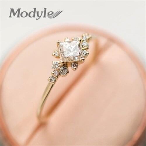 Modyle Cute Silver Color & Gold Color Rings for Women Romantic Wedding Pink Crystal CZ Love Gifts Jewelry