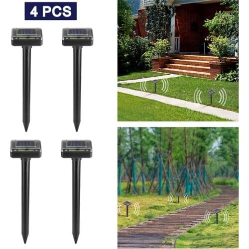 4pcs Ultrasonic Outdoor Pest Control Solar Mole Repellent Voles And Gophers Yard Stakes Repeller Electronic Garden Repellent
