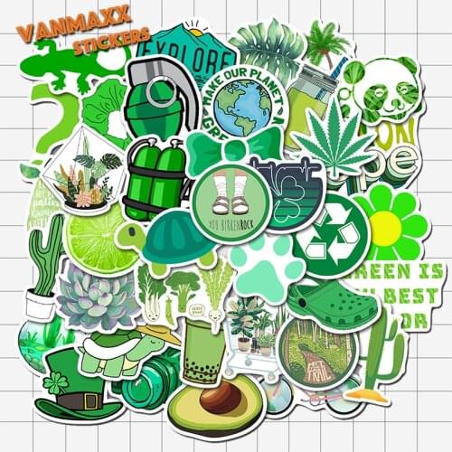 VANMAXX 50 PCS Green VSCO Summer Fresh INS Style Stickers Waterproof Vinyl Decal for Laptop Helmet Bicycle Luggage Guitar Cars