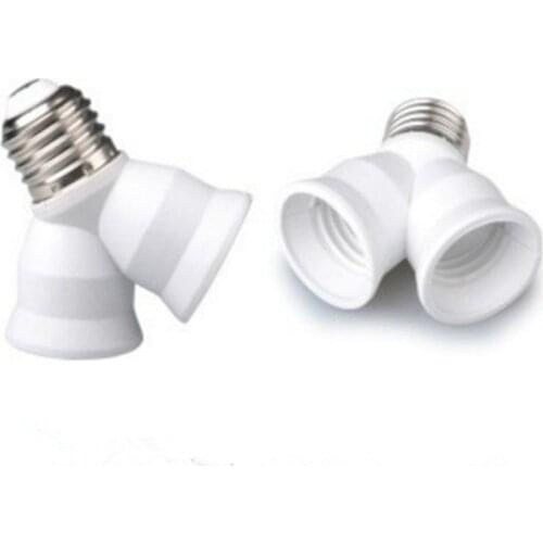 1Pcs White Color Fireproof Material Converter Socket Conversion Light Bulb Base E27 To 2 E27 Lamp Holder Converter