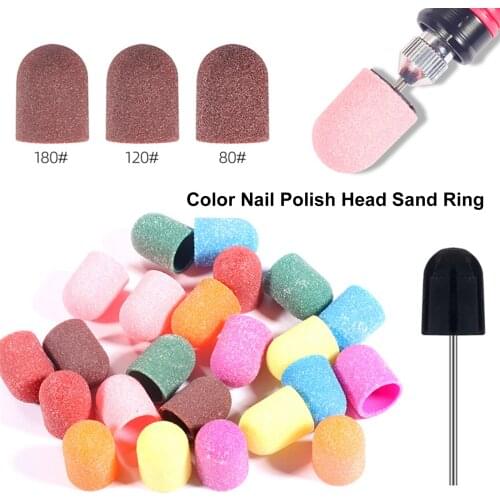 1pcs Rubber 10pcs 80# Nail Sanding Caps Nail Sand Ring Pedicure & Manicure Nail Tool Nail Drill Bits