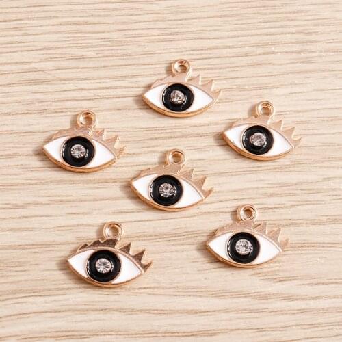 10pcs 16*12mm Cute Alloy Enamel Eye Charms for Jewelry Making Crystal Charms Pendants Fit Necklaces Drop Earrings DIY Craft Gift
