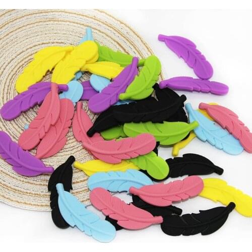 Cute-Idea 10PCs Silicone feather Beads Baby Teething Chewable Pacifier Chain Rodent Accessories DIY Teether Baby Product Pearl