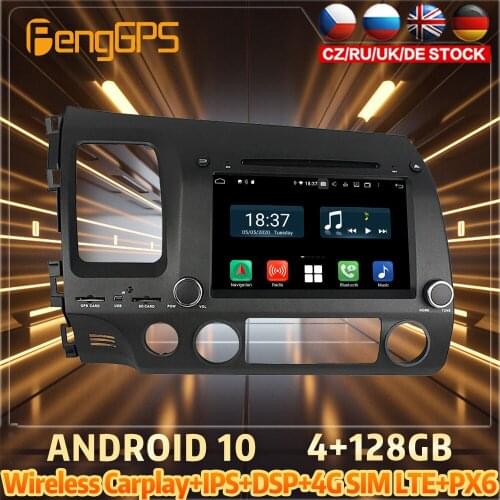 128G Android10 PX6 DSP For HONDA CIVIC 2006 2011 Car DVD GPS Navigation Auto Radio Stereo Video Multifunction CarPlay HeadUnit
