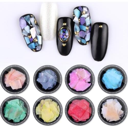 3D Nails Abalone Natural Sea Shell Slice Marble Stone Fragment Mica Glitter Chip Flake Manicure Nail Art Decoration