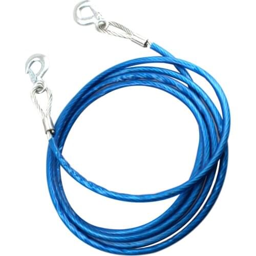 5M Car Steel Tow Cable Trunk Towing Strap Rack Rope 2 Hooks Cable Hauling