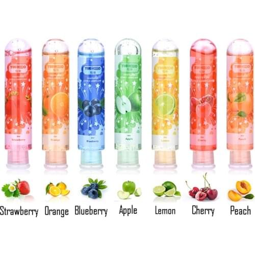 80mL Fruit Flavor Strawberry/Cherry/Apple/Peach/Blueberry/Lemon Lubricant Water Based Anal Oral Gel Sex Lube For Vaginal/Penis