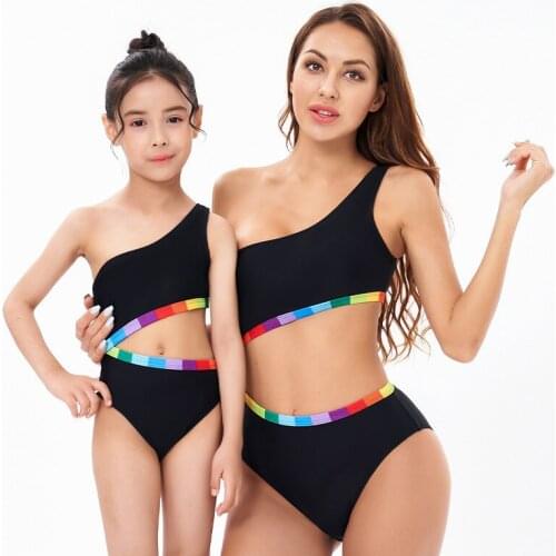 Bikini New Sexy European and American Swimwear Womens One-Piece Parent-Child Swimwear Bikini Girls Swimsuit
