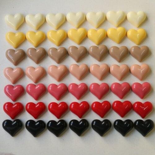 Diy jewelry making 60pcs/lot color print cartoon hearts shape flatback resin beads without holes fit earring/garment accessory