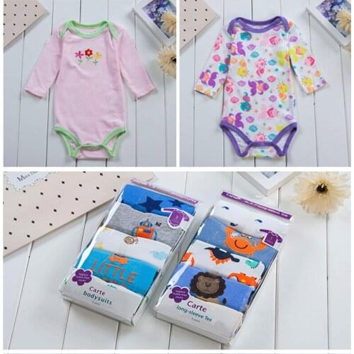 5 Baby Pieces Baby Bodysuits Long Sleeved Boys Girls Clothing Triangle Newborn Bodysuits Cotton 3-24M Babys Sets