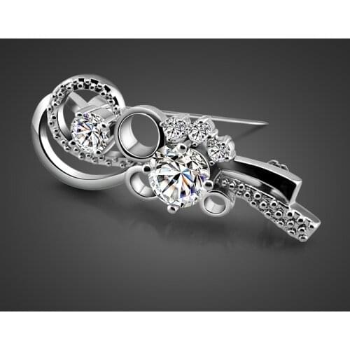 Fashion women models 925 sterling silver brooch zircon inlaid design solid silver brooch charm jewelry Valentines Day present