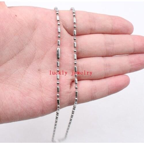 Wholesale price 10pcs Lot Stainless Steel 2.4mm Rice Beads Chain Women Mens Fashion Necklace 18''-32