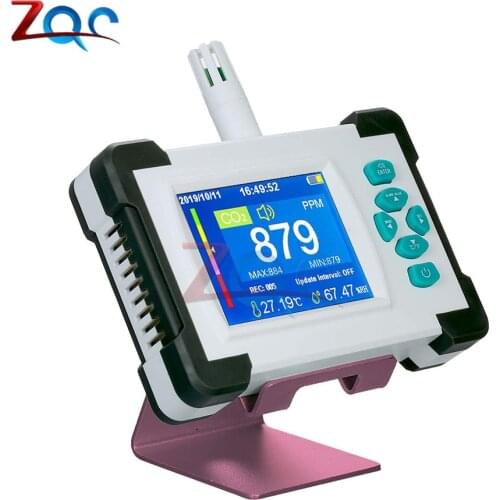 Carbon Dioxide Detector CO2 Air Quality Monitor Tester Storage Case Rechargeable Battery with Generate Export PDF File Function