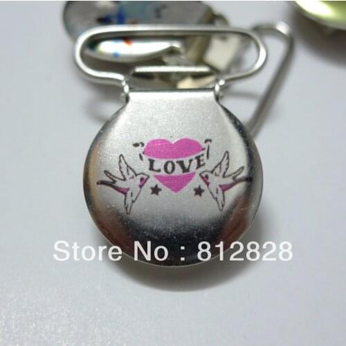 25pcs 1'' 25mm Enamel Pink Tattoo Suspender Clips