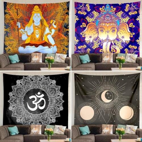 Hot Sale Indian Buddha Tapestry Living Room Wall Cloth Sofa Background Cloth Bedside Tapestry Decoration Wall Painting