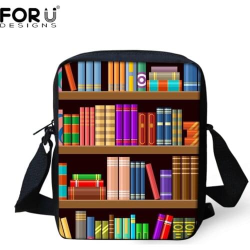 FORUDESIGNS Bookshelf Pattern Women Fashion Messenger Bags Shoulder Zipper Small Cross Body Bags Travel Bag Bolsas Mochilas 2021