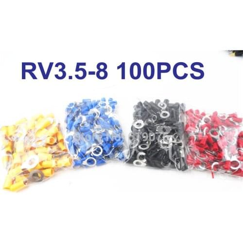 RV3.5-8 Black Ring insulated terminal cable Crimp Terminal suit 2.5-4mm2 Cable Wire Connector 100PCS/Pack RV3-8 RV