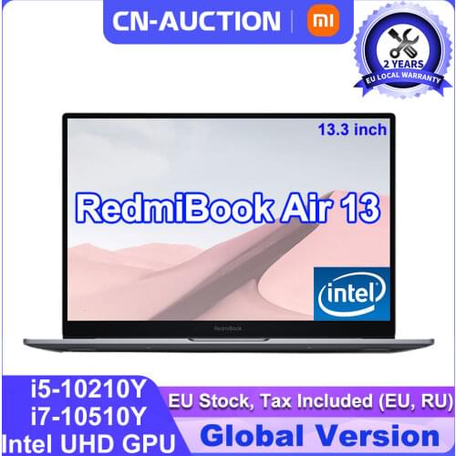 Xiaomi RedmiBook Air 13.3 inch Laptop Notebook Intel UHD Graphics GPU Core i5-10210Y/i7-10510Y Processor 8G/16G RAM 512GB SSD