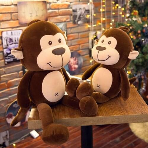 Kawaii Brown Monkey Stuffed Soft Plush Doll Jungle Series Toys Animals Sleeping Pillow for Kids Baby Children Birthday Gifts