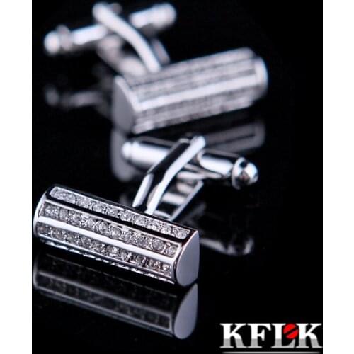 KFLK Jewelry shirt cufflinks mens gifts Brand cuff button Crystal cuff links High Quality Long abotoaduras guests