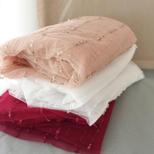 Pink Off White Wine Red 3D Beaded Sequin Lace Fabric by Yard Prom Wedding Dress DIY Lace 145cm Wide