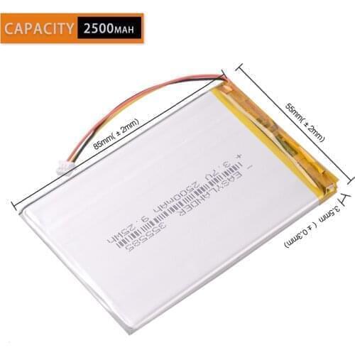 1.25 3Pin 315586 3.7V 2500mAh Li-Polymer Battery For S11ND018A E-book (ONYX BBA10) 355585 power bank psp DVR 305585