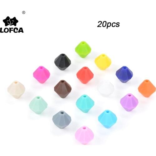 LOFCA 20pcs Baby Diamond Teethers Silicone Beads BPA Free Food Grade For Necklace Teething Beads Soft Chewable Nursing Toy DIY