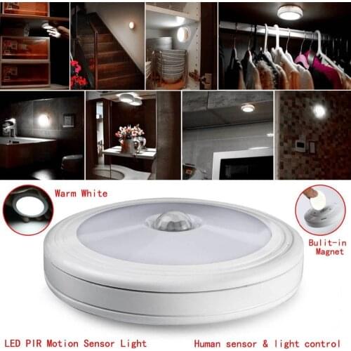 PIR Motion Sensor Magnetic Infrared 6LED Night Light Auto On/Off Indoor/Outdoor Passageway Stairway Wardrobe Home Battery Power