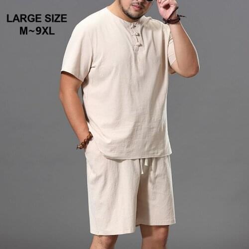 Mens Summer Set T-shirt & Shorts Super Large Size M-9XL Man Casual Loose O-neck Short Sleeve T-shirts Suit 5XL 6XL 7XL 8XL 9XL