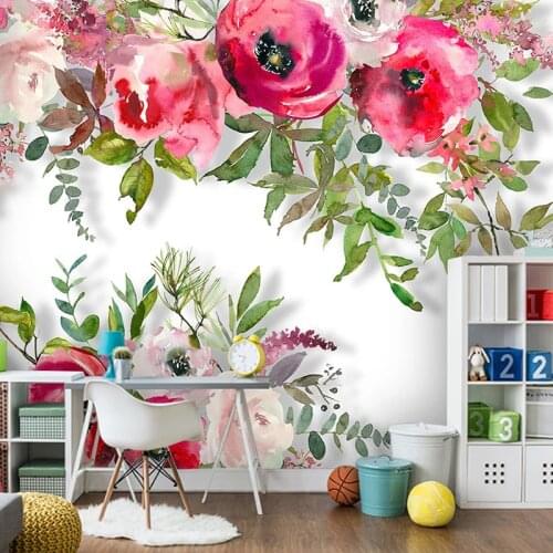Custom Mural Wallpaper Modern Simple Pink Flowers Fresco Living Room Childrens Bedroom Home Decor Wall Paper Creative Art Mural