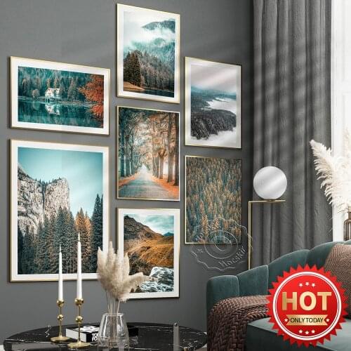 Nature Mountains And Rivers Landscape Art Poster, Virgin Forest Green Scenery Wall Decor, Photography Art Works Home Decor Mural