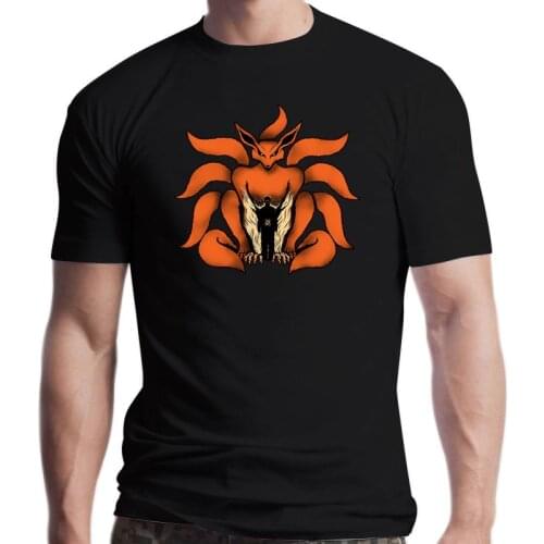 New Cartoon NRT Kurama Printing T Shirt Cotton Short Sleeve Men T Shirts Punk Hip Hop T-Shirts Vintage Japan Anime Top Streetwea