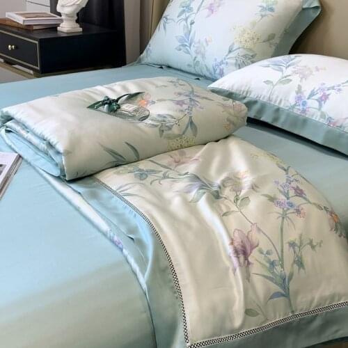 80 Austrian Lanjing Tencel Summer Duvet Ice Silk Thin Duvet Four-Piece Set Double Washable Air Conditioner Quilt