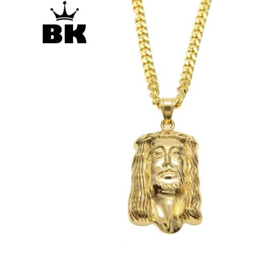 Hip Hop Jesus Piece Pendant Necklaces Gold Color For Women and Men Christian Jewelry Jesus Head Sculpture Charming Jewelry