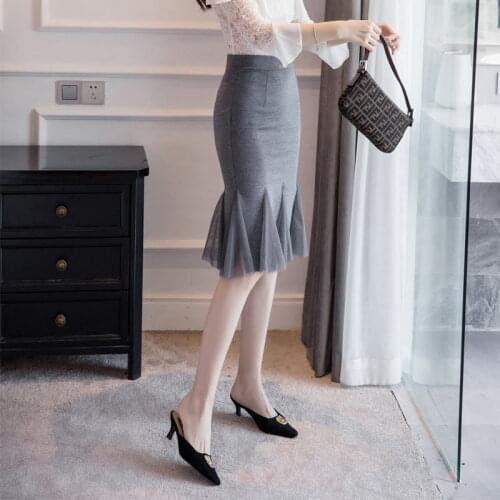 Plus Size 5xl Womens Mermaid Skirt Big Size 4xl Casual High Waist Mesh Skirt Korean Office Women Sexy Midi Skirts Jupe Femme