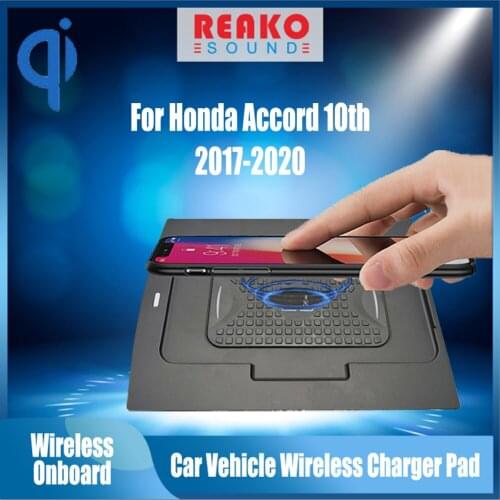 REAKOSOUND For Honda Accord 10th Gen CV G10 2017-2020 15W Qi Fast Charging Car Wireless Charger Pad Android Iphone Holder