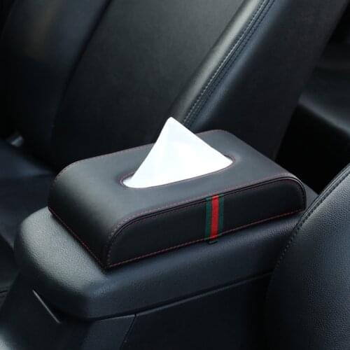 Luxury Microfiber Leather Car Tissue Box Dashboard Armrest box Interior Storage Towel Sets Tray Paper Decoration Seat Type Box