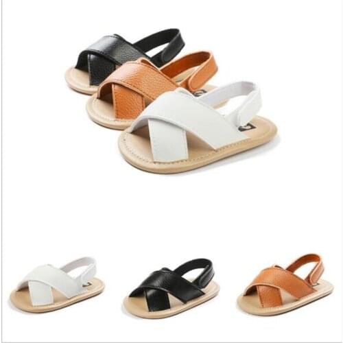 Fashion Baby Boys Sandals New Breathable Toddler PU Leather Shoes Summer First Walkers Antislip Newborn Beach Shoes