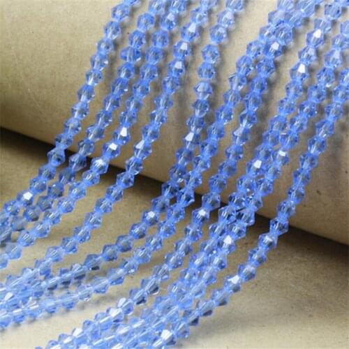 Loose 3MM-8MM Lt Sapphire Color Faceted Bicone Glass Crystal Beads DIY Hand Craft Beads For Clothing&Garment Art Decoration
