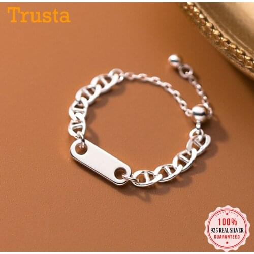 TrustDavis Real 925 Sterling Silver Fashion Sweet Minimalist Chain Ring Sizable For Women Wedding Party Fine S925 Jewelry DA2134