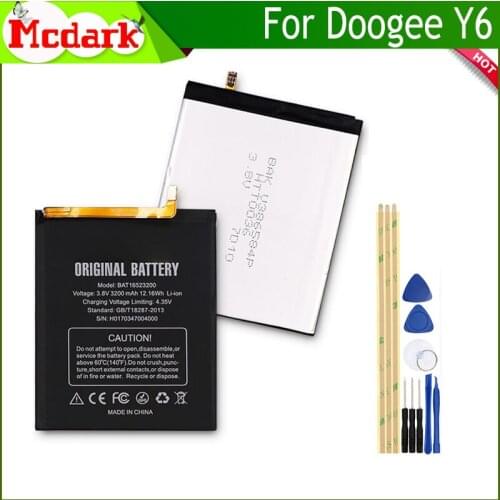 Mcdark For Doogee Y6 Battery Replacement High Quality Large Capacity 3200mAh Back Up Bateria For Doogee Y6 Smart Phone+Tools