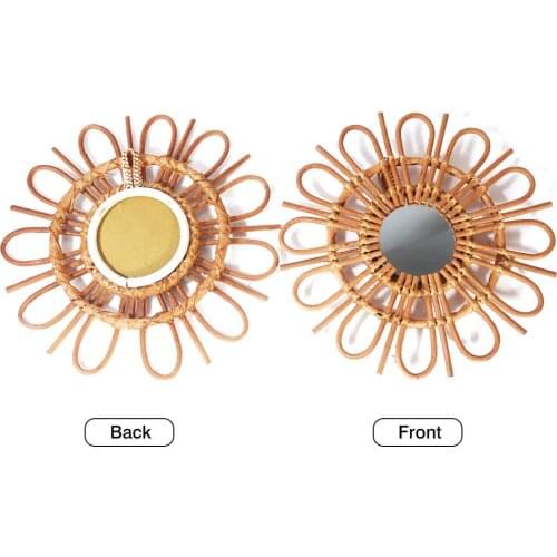 Ins Style Literary Retro Features Handmade Bamboo And Rattan Makeup Mirror Home Decoration Wall Mirror Photographic Mirror